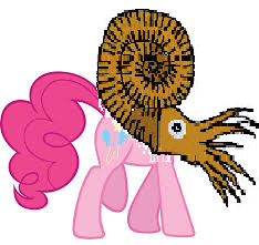 Size: 234x221 | Tagged: safe, pinkie pie, earth pony, pony, 1000 hours in ms paint, ammonite, head swap, helix, ms paint, nightmare fuel, pinkie pie is god, prehistoric