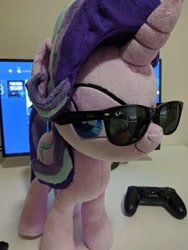 Size: 1536x2048 | Tagged: safe, artist:nazegoreng, starlight glimmer, pony, unicorn, irl, photo, plushie, smiling, smirk, smug, smuglight glimmer, solo, sunglasses