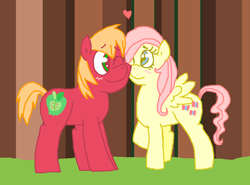 Size: 971x717 | Tagged: safe, artist:killersmiler, big macintosh, fluttershy, earth pony, pegasus, pony, fluttermac, male, shipping, stallion, straight, teenaged, teenager, younger