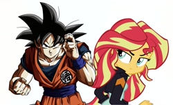 Size: 1722x1051 | Tagged: safe, sunset shimmer, equestria girls, crossover, crossover shipping, dragon ball super, goku, gonset, shipping