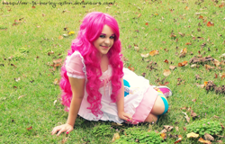 Size: 1024x657 | Tagged: safe, artist:jovialharlequin, pinkie pie, human, cosplay, irl, irl human, photo, solo