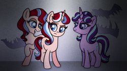 Size: 1280x720 | Tagged: safe, artist:carouselunique, starlight glimmer, oc, oc:astrid quartz, oc:cherry quartz, pony, unicorn, comic:spiraling together, alternate universe, parent:flim, parent:starlight glimmer, parents:flimglam, sunjackspiral, video in description