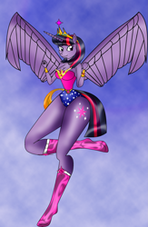 Size: 1397x2137 | Tagged: safe, artist:odiz, derpibooru import, twilight sparkle, twilight sparkle (alicorn), alicorn, anthro, beautiful, breasts, cleavage, cosplay, curvy, cute, female, impossibly wide hips, legs, purple eyes, purple hair, solo, wide hips, wonder woman