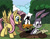 Size: 1650x1276 | Tagged: safe, artist:latecustomer, fluttershy, pegasus, pony, bugs bunny, crossover, daffy duck, looney tunes