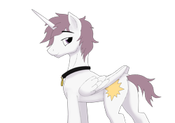 Size: 4960x3508 | Tagged: safe, artist:crosscut, prince solaris, princess celestia, alicorn, pony, absurd resolution, collar, looking at you, molaris, plot, prince molaris, princess molestia, rule 63