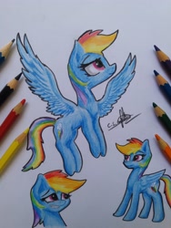 Size: 3096x4128 | Tagged: safe, artist:ironbeastz, derpibooru import, rainbow dash, pegasus, pony, pencil, self ponidox, traditional art