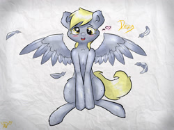 Size: 2592x1936 | Tagged: safe, artist:angelwing314, derpy hooves, pegasus, pony, blushing, female, mare, smiling, solo