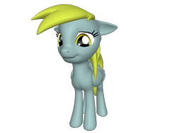 Size: 1200x900 | Tagged: safe, derpy hooves, pegasus, pony, 3d, cute, derp, derpabetes, female, floppy ears, looking at you, mare, ponylumen, sad, smiling, smirk, solo