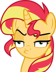 Size: 4000x5163 | Tagged: safe, artist:orin331, sunset shimmer, pony, unicorn, absurd resolution, female, mare, simple background, solo, transparent background, unamused, vector