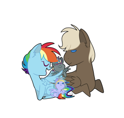 Size: 1000x950 | Tagged: safe, artist:radioactivespaghetti, derpibooru import, dumbbell, rainbow dash, oc, pegasus, pony, dumbdash, female, male, offspring, parent:dumbbell, parent:rainbow dash, parents:dumbdash, shipping, simple background, straight, transparent background