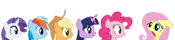 Size: 1856x430 | Tagged: safe, artist:kuren247, derpibooru import, idw, applejack, fluttershy, pinkie pie, rainbow dash, rarity, twilight sparkle, twilight sparkle (alicorn), alicorn, earth pony, pegasus, pony, unicorn, spoiler:comic, spoiler:comic17, idw showified, mane 6 interests, mane six, meme, scene interpretation, simple background, transparent background, vector