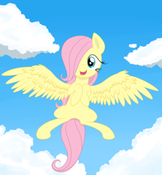 Size: 1850x2000 | Tagged: safe, artist:fluttershyfree, fluttershy, pegasus, pony, female, filly, pink mane, solo, wings, yellow coat, young