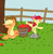 Size: 1300x1340 | Tagged: safe, artist:jigglybelle, apple bloom, applejack, earth pony, pony, apple, balancing, basket, grass, ponies balancing stuff on their nose, tree