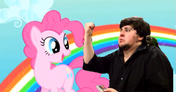 Size: 637x334 | Tagged: safe, pinkie pie, human, are you ready for the summer?, irl, irl human, jontron, jontron thread, meatballs, nightshade: the claws of heugh, photo