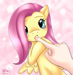 Size: 1000x1025 | Tagged: safe, artist:blackcatcathome, fluttershy, human, hand, nom, pixiv, solo, tiny