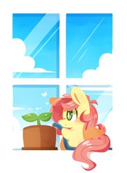 Size: 720x980 | Tagged: safe, artist:php56, fluttershy, pegasus, pony, bipedal, chibi, female, heart, mare, plant, potted plant, solo, watering