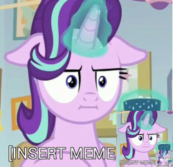 Size: 6230x6000 | Tagged: safe, edit, edited screencap, editor:starry mind, screencap, starlight glimmer, pony, unicorn, marks for effort, absurd resolution, cropped, droste effect, empathy cocoa, exploitable meme, floppy ears, i mean i see, meme, memeception, recursion, solo