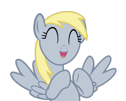 Size: 4000x3211 | Tagged: safe, artist:ivacatherianoid, derpy hooves, pegasus, pony, slice of life (episode), clapping, cute, derpabetes, eyes closed, female, mare, open mouth, simple background, smiling, solo, transparent background, vector