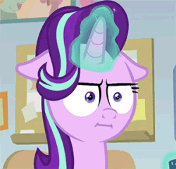 Size: 300x288 | Tagged: safe, edit, edited screencap, screencap, starlight glimmer, pony, unicorn, marks for effort, :i, animated, avatar, cropped, cup, drinking, empathy cocoa, faic, floppy ears, gif, glowing horn, i mean i see, loop, magic, perfect loop, reaction image, solo, starlight's office, telekinesis, unamused