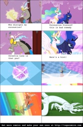 Size: 650x990 | Tagged: safe, discord, princess celestia, princess luna, alicorn, pony, comic, galvatron, starscream, the transformers: the movie, transformers