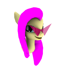 Size: 658x745 | Tagged: safe, artist:sparkyfox, fluttershy, pegasus, pony, 3d, cg, cute, kamina sunglasses, poser, simple background, solo, transparent background