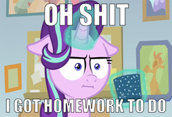 Size: 922x628 | Tagged: safe, edit, edited screencap, screencap, starlight glimmer, pony, unicorn, marks for effort, empathy cocoa, floppy ears, i mean i see, image macro, meme, solo, vulgar