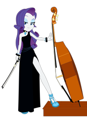 Size: 3307x4677 | Tagged: safe, artist:skycatcherequestria, rarity, equestria girls, absurd resolution, bracelet, choker, clothes, double bass, dress, high heels, musical instrument, sexy, side slit, solo