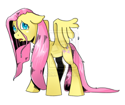 Size: 800x671 | Tagged: safe, artist:ellisarts, fluttershy, pegasus, pony, crying, sad, solo, watermark, wet, wet mane