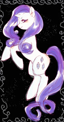 Size: 827x1562 | Tagged: safe, artist:siam, rarity, pony, unicorn, female, mare, pixiv, purple mane, solo, white coat