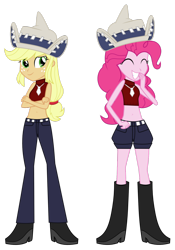 Size: 1024x1463 | Tagged: dead source, safe, artist:bubblestormx, applejack, pinkie pie, equestria girls, applelizabeth thompson, crossover, elizabeth thompson, midriff, patricia thompson, patripie thompson, soul eater