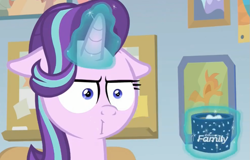 Size: 859x551 | Tagged: safe, edit, edited screencap, screencap, starlight glimmer, pony, unicorn, marks for effort, empathy cocoa, faic, floppy ears, glowing horn, i mean i see, magic, mug, sideways mouth, solo, telekinesis