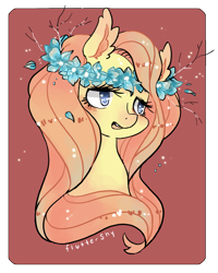 Size: 2185x2734 | Tagged: safe, artist:swampyfish, fluttershy, pegasus, pony, female, floral head wreath, mare, solo