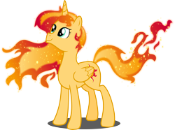 Size: 6758x5036 | Tagged: safe, artist:sugar-loop, sunset shimmer, alicorn, pony, absurd resolution, alicornified, female, fiery shimmer, mare, race swap, shimmercorn, simple background, smiling, solo, sunset shimmer day, transparent background