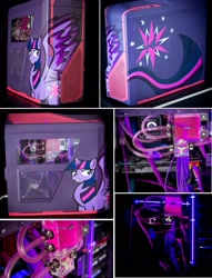 Size: 1455x1908 | Tagged: safe, artist:tao-mell, derpibooru import, twilight sparkle, twilight sparkle (alicorn), alicorn, pony, case mod, computer, female, mare, photo