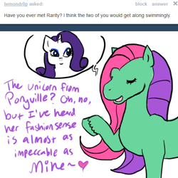 Size: 512x512 | Tagged: safe, ivy, rarity, pony, unicorn, g2, ask, ask g2 ivy, tumblr