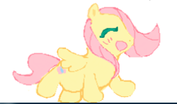 Size: 255x151 | Tagged: artist needed, safe, fluttershy, pegasus, pony, blushing, eyes closed, female, mare, solo