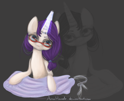 Size: 1900x1550 | Tagged: safe, artist:anuhanele, rarity, pony, unicorn, glasses, sewing, solo