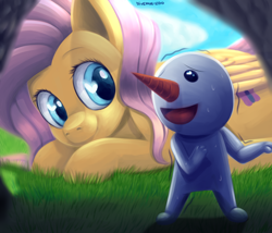 Size: 1400x1200 | Tagged: safe, artist:dzmaylon, fluttershy, pegasus, pony, crossover, plue, rave master