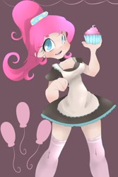 Size: 730x1095 | Tagged: safe, artist:skune, pinkie pie, human, cupcake, humanized, solo