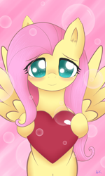 Size: 800x1336 | Tagged: safe, artist:coldsolstice, fluttershy, pegasus, pony, female, heart, mare, solo