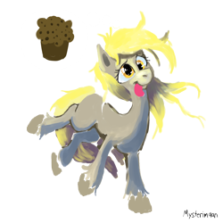 Size: 3000x3000 | Tagged: safe, artist:mysterimaan, derpy hooves, pegasus, pony, female, mare, missing cutie mark, muffin, simple background, solo, transparent background, wingless