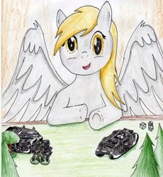 Size: 2460x2675 | Tagged: safe, artist:40kponyguy, derpy hooves, pegasus, pony, dice, female, looking at you, mare, raven guard, solo, space marine, traditional art, warhammer (game), warhammer 40k