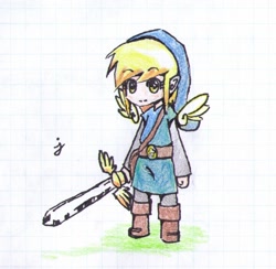 Size: 1093x1065 | Tagged: safe, artist:sketchrandom, derpy hooves, human, humanized, solo, sword, traditional art