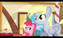 Size: 1024x629 | Tagged: safe, artist:noah-x3, derpy hooves, pinkie pie, pegasus, pony, female, group, mare, wallpaper