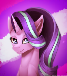 Size: 1024x1156 | Tagged: safe, artist:equestrian-downfall, starlight glimmer, unicorn, female, looking at you, mare, smiling, solo