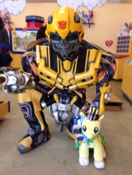 Size: 1536x2048 | Tagged: safe, fluttershy, build-a-bear, bumblebee, cosplay, transformers