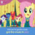 Size: 550x550 | Tagged: safe, screencap, big macintosh, fluttershy, rarity, toe-tapper, torch song, earth pony, pegasus, pony, unicorn, filli vanilli, caption, clothes, male, ponytones outfit, stallion