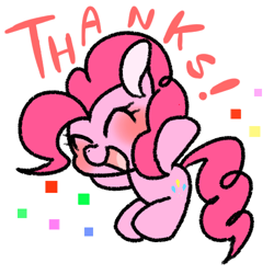 Size: 500x500 | Tagged: safe, artist:kyubi, pinkie pie, earth pony, pony, confetti, pixiv, solo