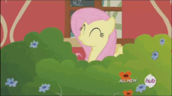 Size: 692x388 | Tagged: safe, screencap, big macintosh, fluttershy, toe-tapper, earth pony, pegasus, pony, filli vanilli, animated, ass up, eyes closed, eyes on the prize, face down ass up, female, grin, hub logo, male, mare, out of context, plot, ponytones, ponytones outfit, shaking, smiling, stallion, watching