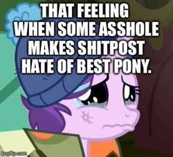 Size: 348x316 | Tagged: safe, edit, edited screencap, screencap, starlight glimmer, pony, unicorn, the mean 6, best pony, cropped, crying, drama, hater, image macro, meme, reaction image, sad, starlight drama, starlight drama drama, teary eyes, vulgar